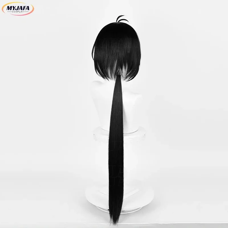 AAA 2025 女性ローバーコスプレゲームロングブラックホワイトユニセックス耐熱人工毛アニメパーティーウィッグ + ウィッグキャップ