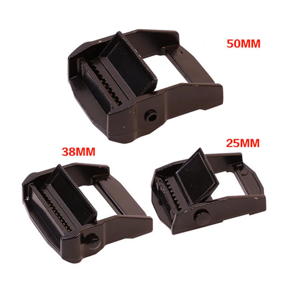 1Pcs Zinc Alloy Buckles For Tie‑Down Cargoes Strap Fixed Tensioner 20/2538/50mm Webbing Buckle Black Clamp-Style Tensioner