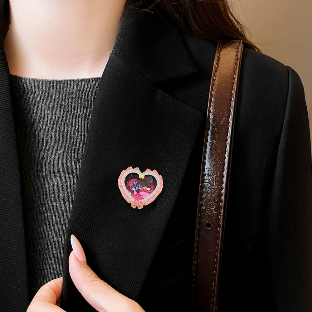 Akaza und Koyuki Paar Emaille-Brosche Rosa Herz Schleife Abzeichen Fan-Sammlerstück Anime-Merchandise Accessoires Geschenk für Freunde – Detail 11