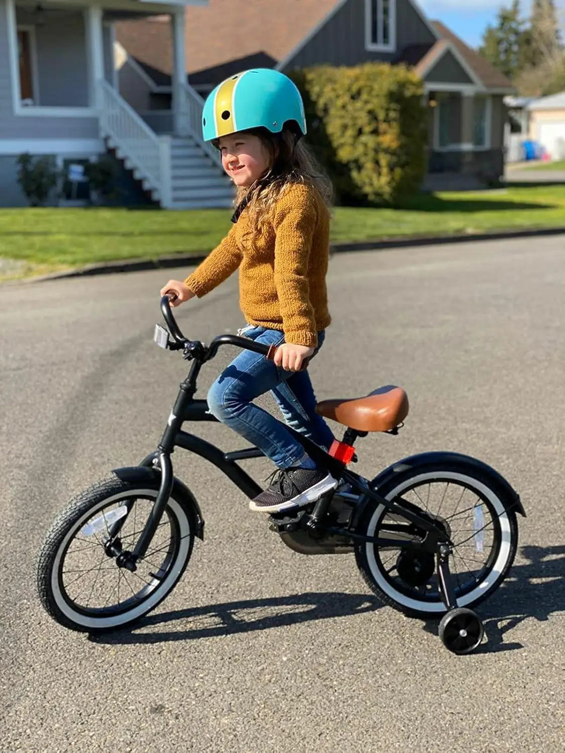 14 Inch Kids Cruiser Bike for Ages 2-7 Years Old Girls & Boys, Kids Bike with Training Wheels & Coaster Brake, Kids Cruise