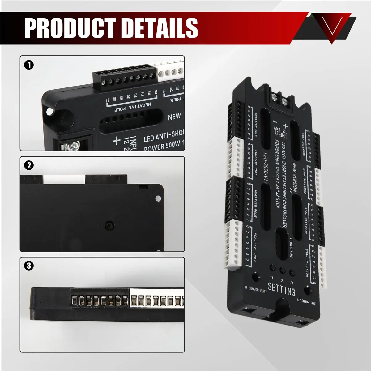 [N82R] For Stairs Flexible Strip Indoor LED Motion Sensor 32 Channels Adjustable Brightness DC 12V 24V Stair Light Controller