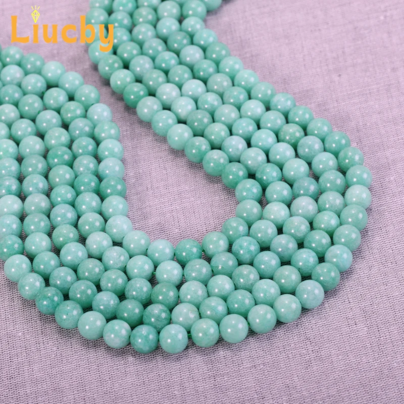 Hellgrüne Jade Naturstein Glatt Handgefertigte Perlen für Schmuckherstellung DIY Schlüsselanhänger Armbänder Handarbeiten 15'' Strang 6/8/10/12MM – Detail 2