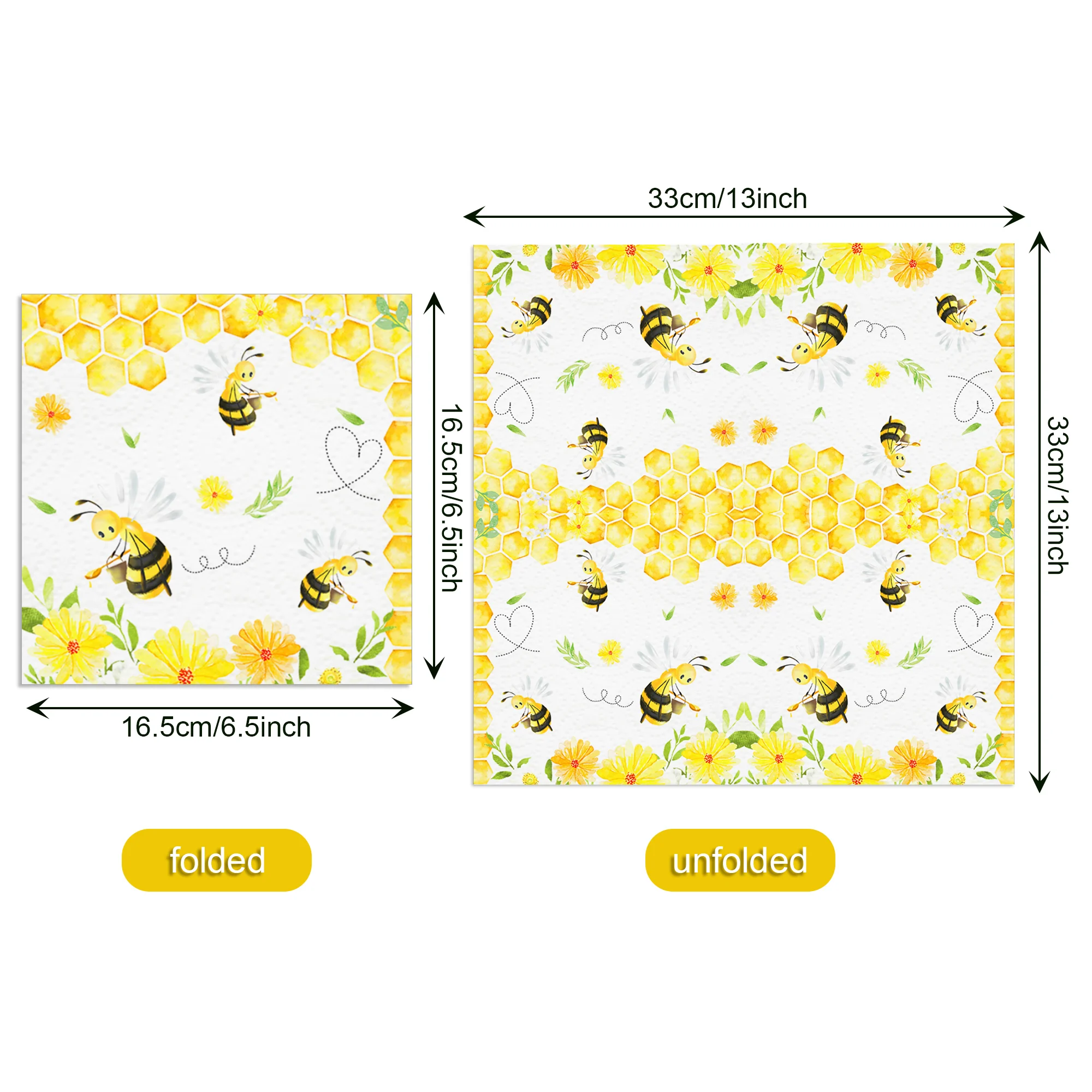 Cartoon Honig Biene Tiere Party Einweg Geschirr Sets Geburtstag Pappteller Tassen Servietten Baby Shower Party Geschirr Dekor – Detail 10