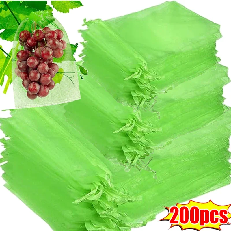 

10/200Pcs Fruit Protection Netting Bags Plant Grow Bags Garden Anti-Bird Mesh Bag Vegetable Strawberry Grape Cover Garden Tools