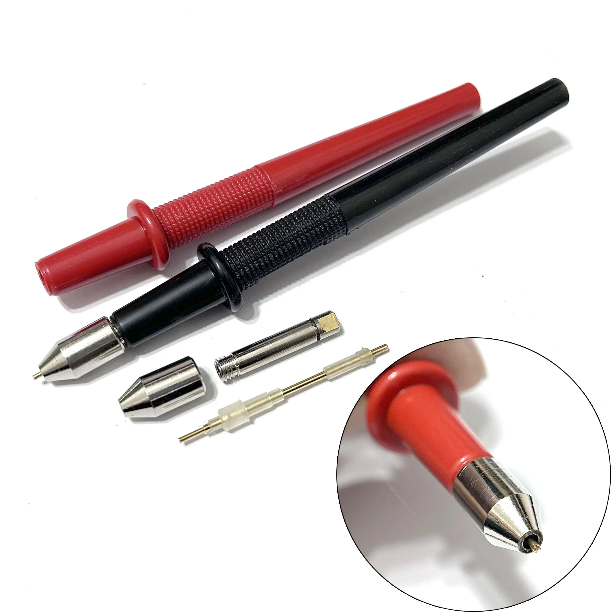 1 Pair Four-Wire DIY Internal Resistance Test Pen Battery Test Instrument Probe Thimble Comprehensive Tester Red Black Test Pen