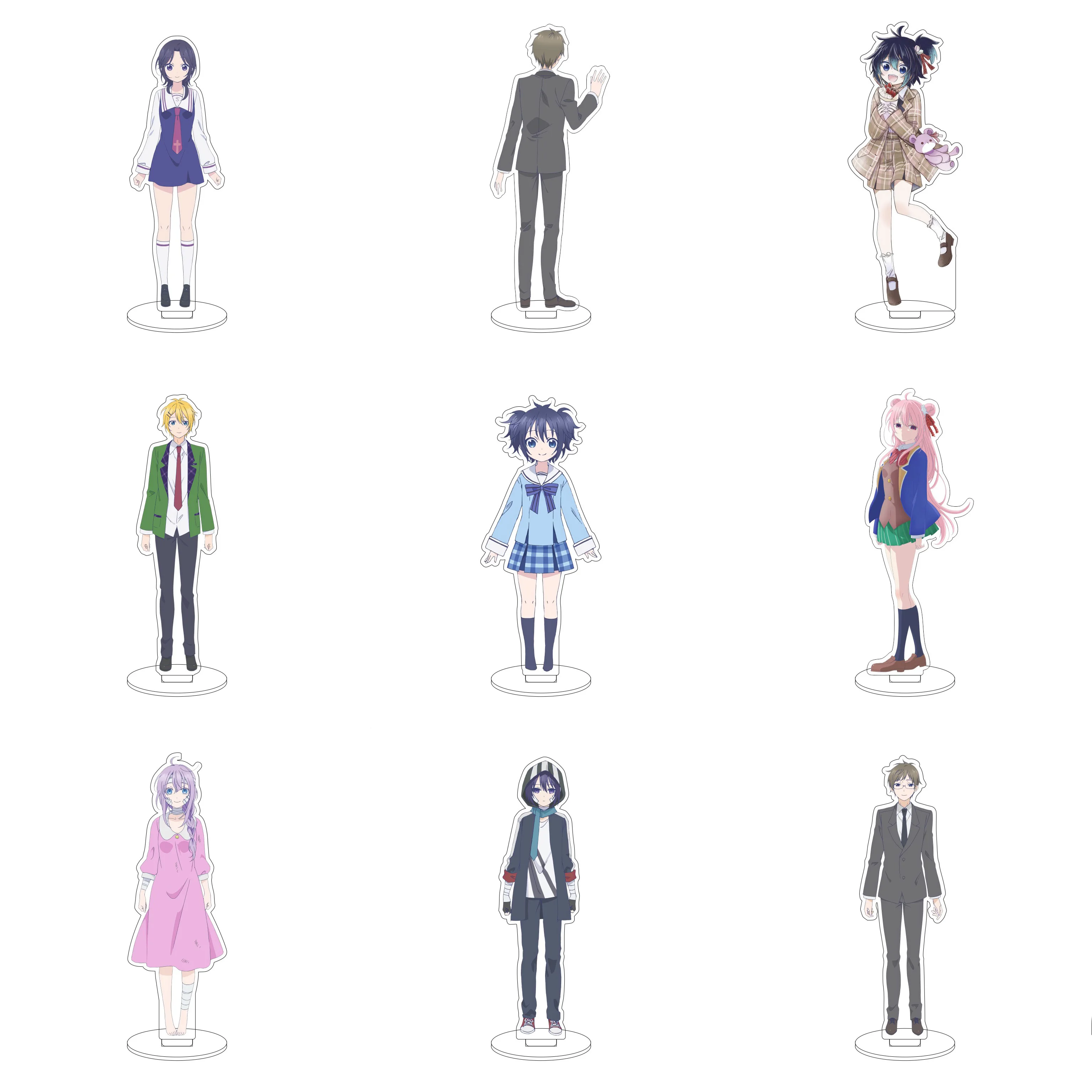 16CM Anime Happy Sugar Life Cosplay Ornaments Matsuzaka Satou Koube Shio Koube Asahi Acrylic Stand Figure Stand Halloween Gifts