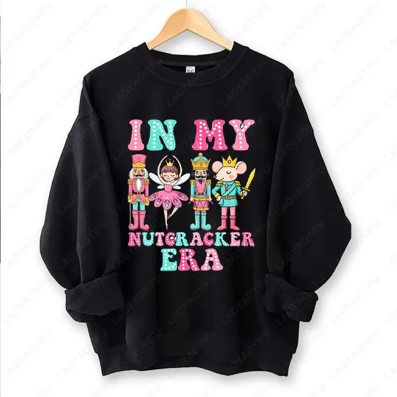 Świąteczne Bluzy z Nadrukiem Dziadka do Orzechów Baletowy Baletniczka Zabawne Magiczne Nadruki Dziadka do Orzechów Bluzy z Kapturem Vintage Balet Dziadka do Orzechów Graficzna Bluza