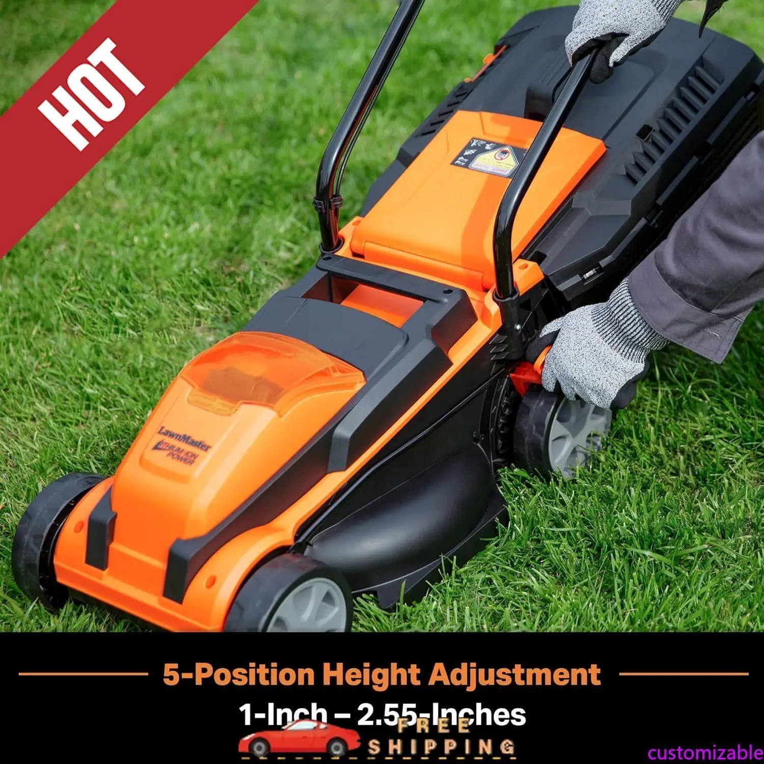 

Customizable CLM2413A Cordless 13-Inch Lawn Mower 24V Max with 2X4.0Ah Battery and a Charger