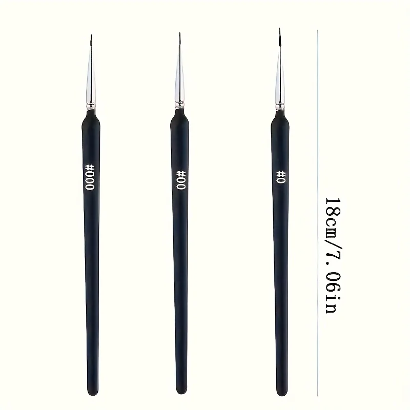 3pcs Fine Point Brushes, Nylon Fine Hair Ultra-Fine Brushes, Professional Art Supplies, Suitable for Acrylic Painting