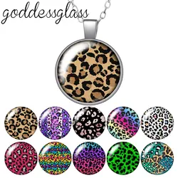 New Colorful Leopard print patterns beauty Round Photo Glass cabochon silver plated pendant necklace jewelry Gift