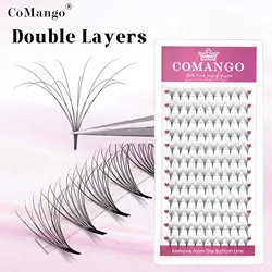 CoMango Double-Layer Fluffy Premade Volume Fans CD Bundle Bouquets Hybrid Mega Volume Eyelash Extension Ready Made False Lashes