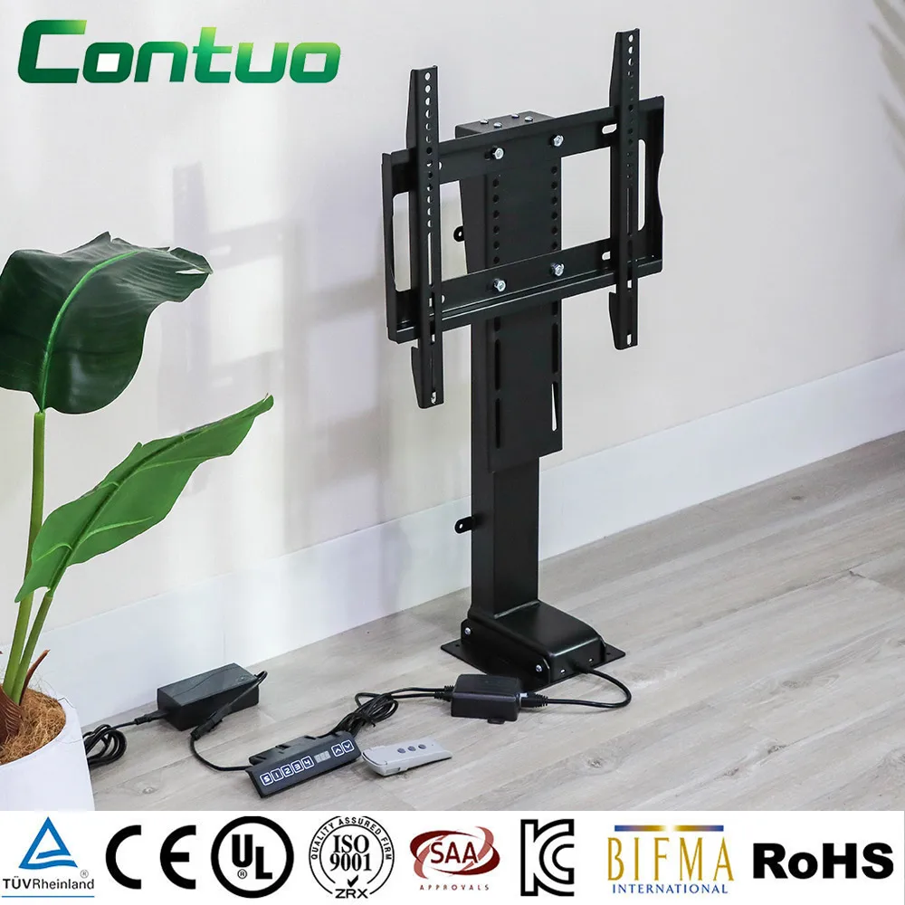 Wireless Remote Control Flip Down Design Industrial Steel Electric TV Lift Mechanism Wall Mounted Motorized TV Lift Stand
