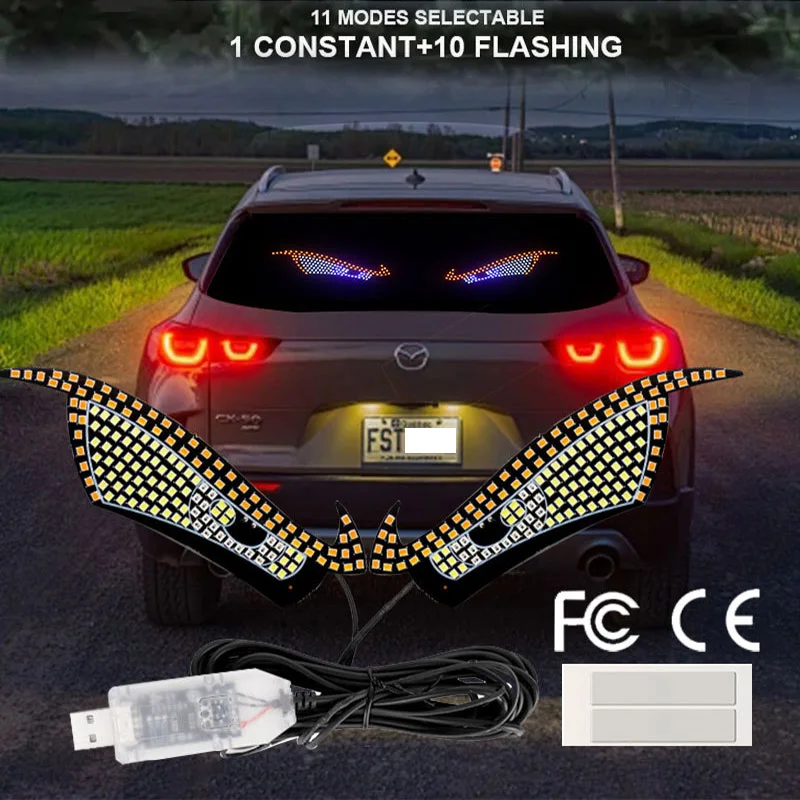 LED Devil Eyes Light Decorative Lights Warning Lights Dynamic Demon Eye Lights DIY Car Windshield Display Atmosphere Light