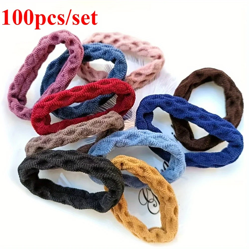 

100 комплектов разноцветных эластичных пучков волос — забавные заколки для хвоста и резиновые аксессуары для волос, подходящие для различных причесок!