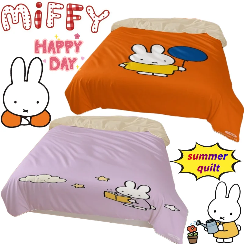 Miffy Sommer-Kühldecke mit Hoher Farbwiedergabe, Cartoon-Digitaldruck, Weiche Maschinenwaschbare Klimaanlagen-Decke für Zuhause und Schlafzimmer – Detail 1