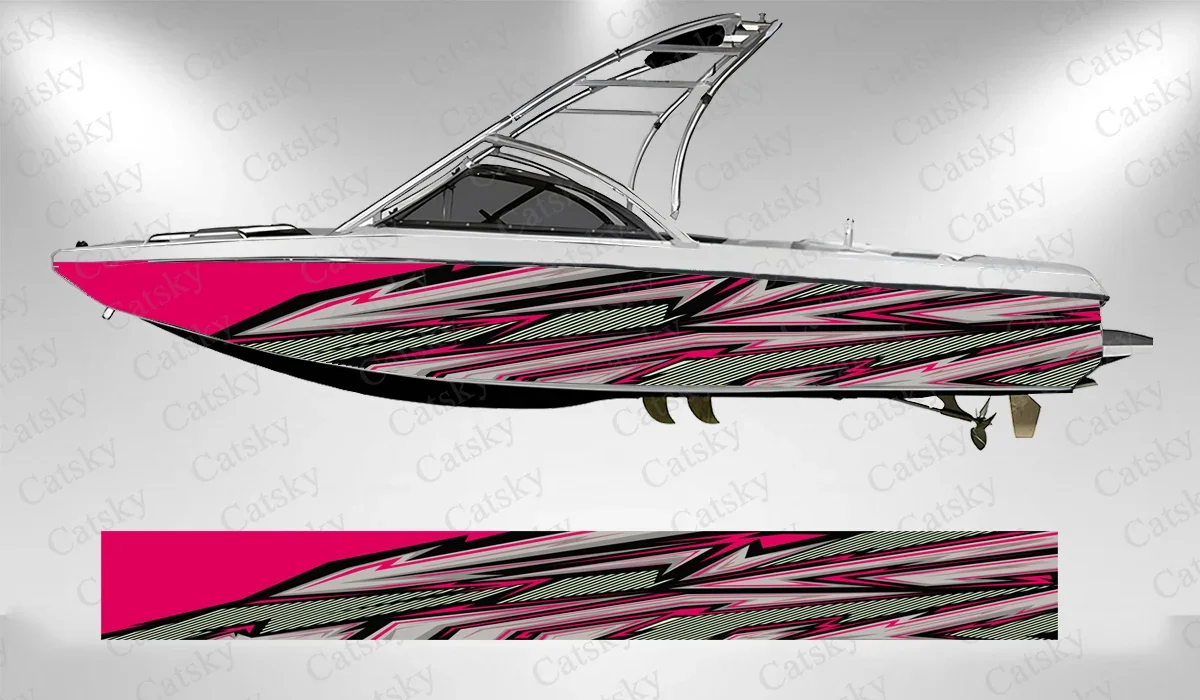 Lightning graphic abstract geometry Boat wrap sticker vinyl boat for pontoon deck boat fishing self-adhesive decal sticker