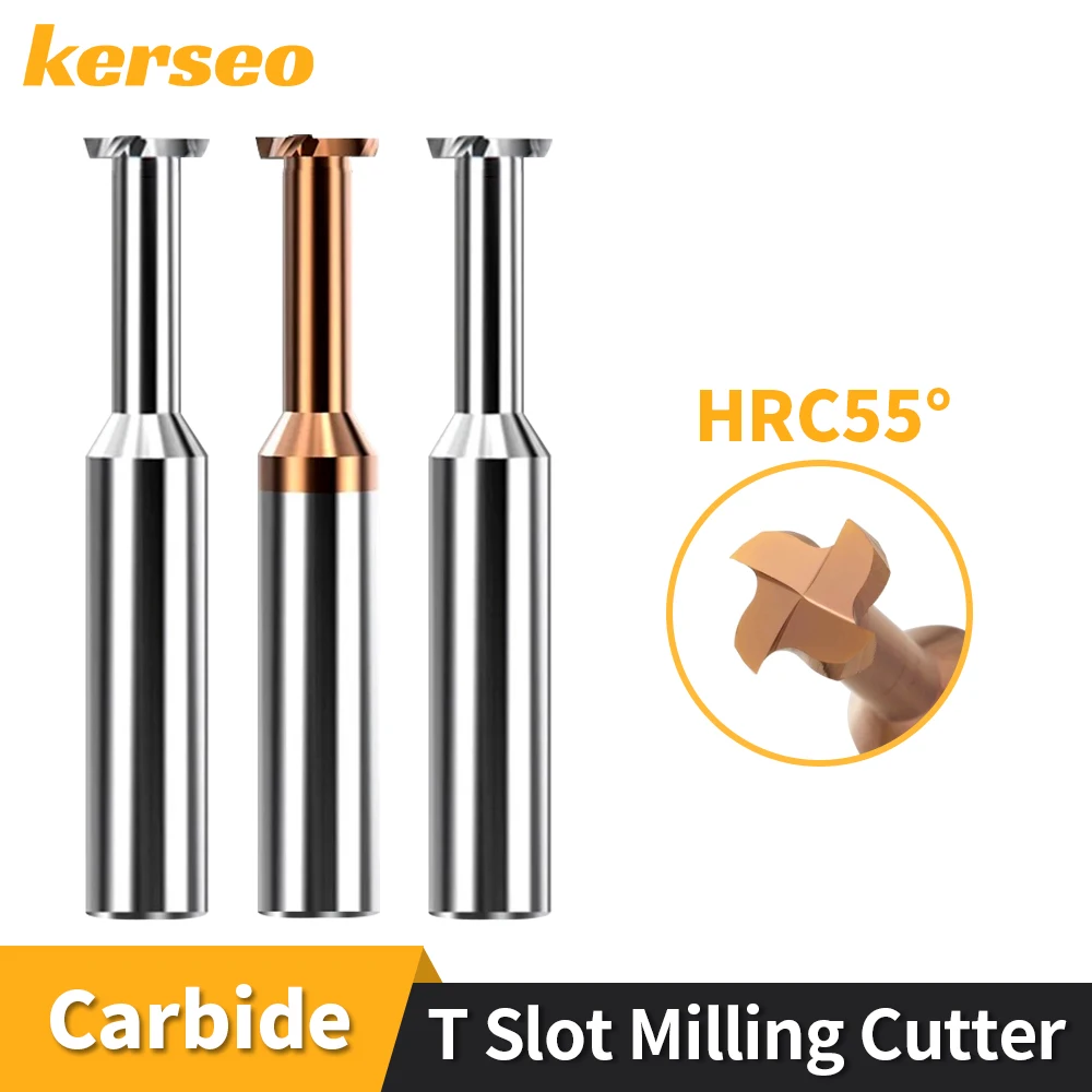 

Kerseo Carbide T Slot Milling Cutter CNC Tools Metal Aluminium Steel Machining Tungsten Steel T-Groove End Mills T Slot Cutter