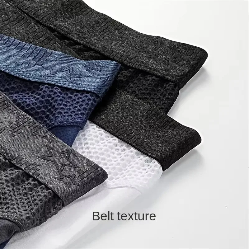 1PCS Men\'s Long Boxer Underwear Man Sexy U Convex Mesh Breathable Panties Extended Wear-Resistant Legs Men Boxershorts Plus Size