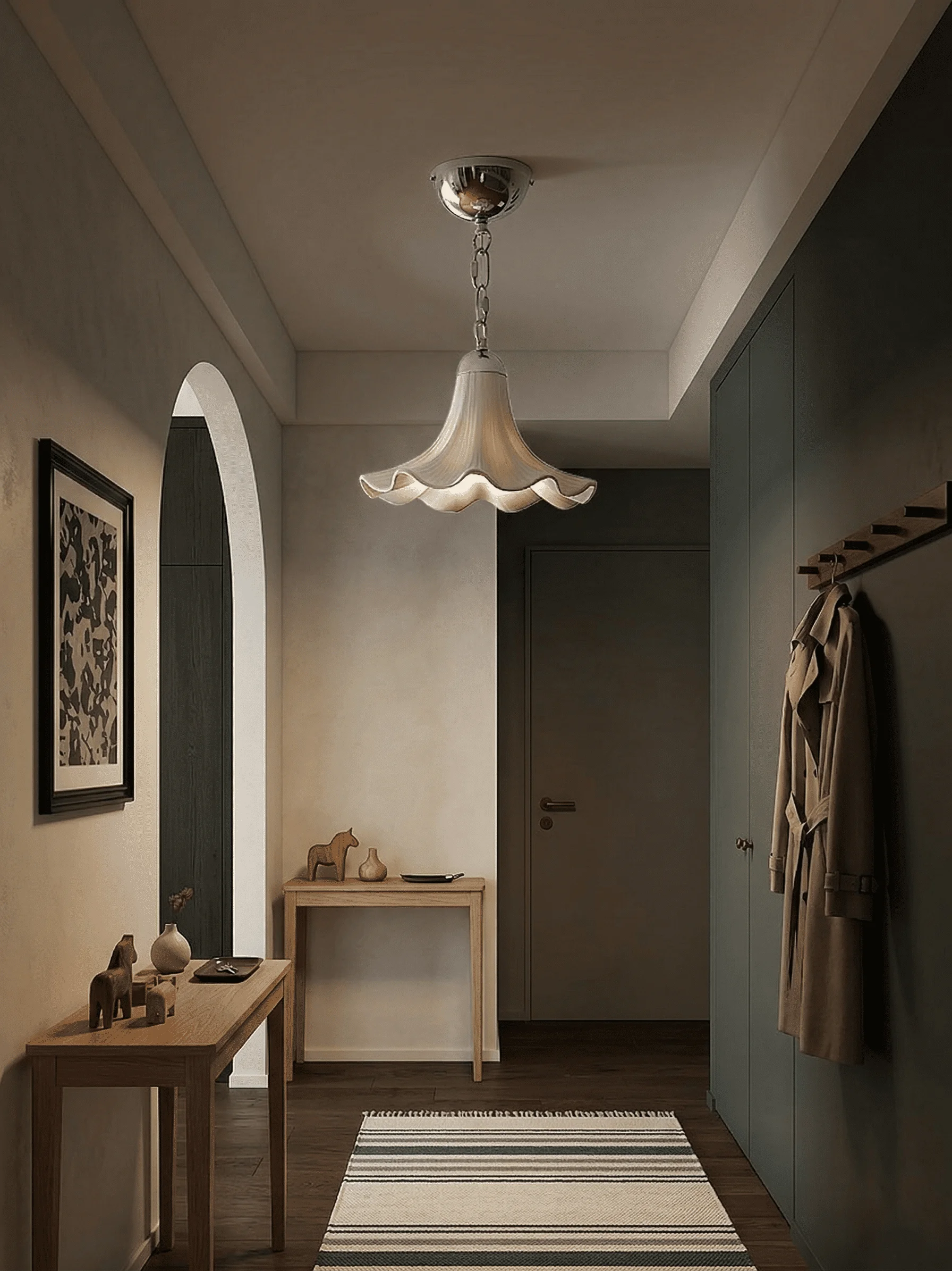 Wowvi Bauhaus Flower Pendant Light Full Spectrum LED Ceramic Hanging Lamp Retro Bedroom Dining Room