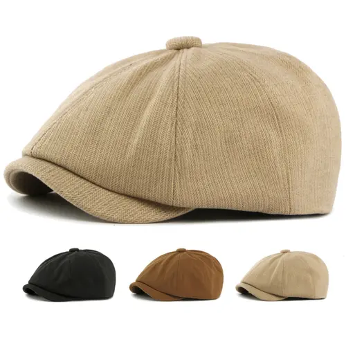 HT5032 Beret Cap New Spring Autumn Winter Men Women Cap Artist Painter Wool Beret Hat Male Female Adjustable Octagonal Beret Cap - Image 3