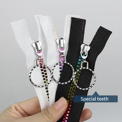 5# Rainbow Color Zippers Tape with Zipper Slider 40-80cm Zipper Tape Household Sewing Accessories Clothes Bag Universal