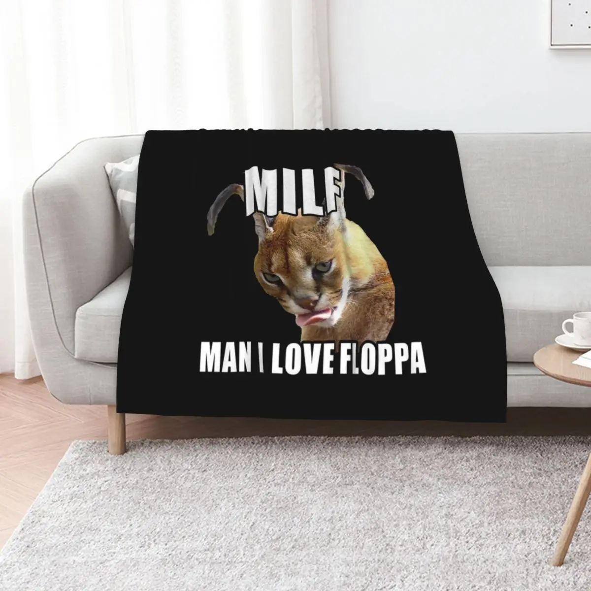 Man I love big floppa meme Big floppa baby caracal Throw Blanket Stylish Decor Blanket Gift for Friends Roommate
