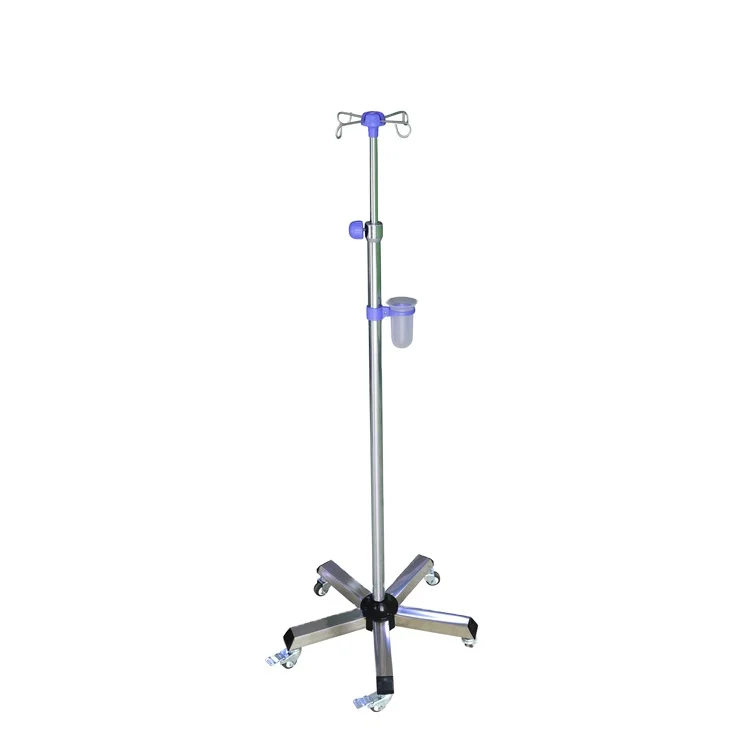 

RC-F08LG-425 High Quality Stainless Steel Hospital Bed Folding Iv Pole Of 4 Hooks ,l Medical Iv Pole Stand