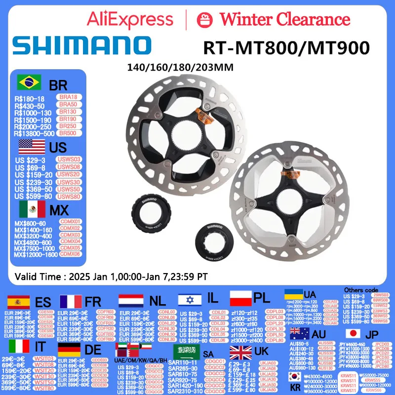 Shimano Center Lock Disc Rotor XTR RT MT900 DEORE XT SLX MT800 RT CL800 CL900 RT70 Hydraulic Dura Ace Bicycle Brake Disc Rotor