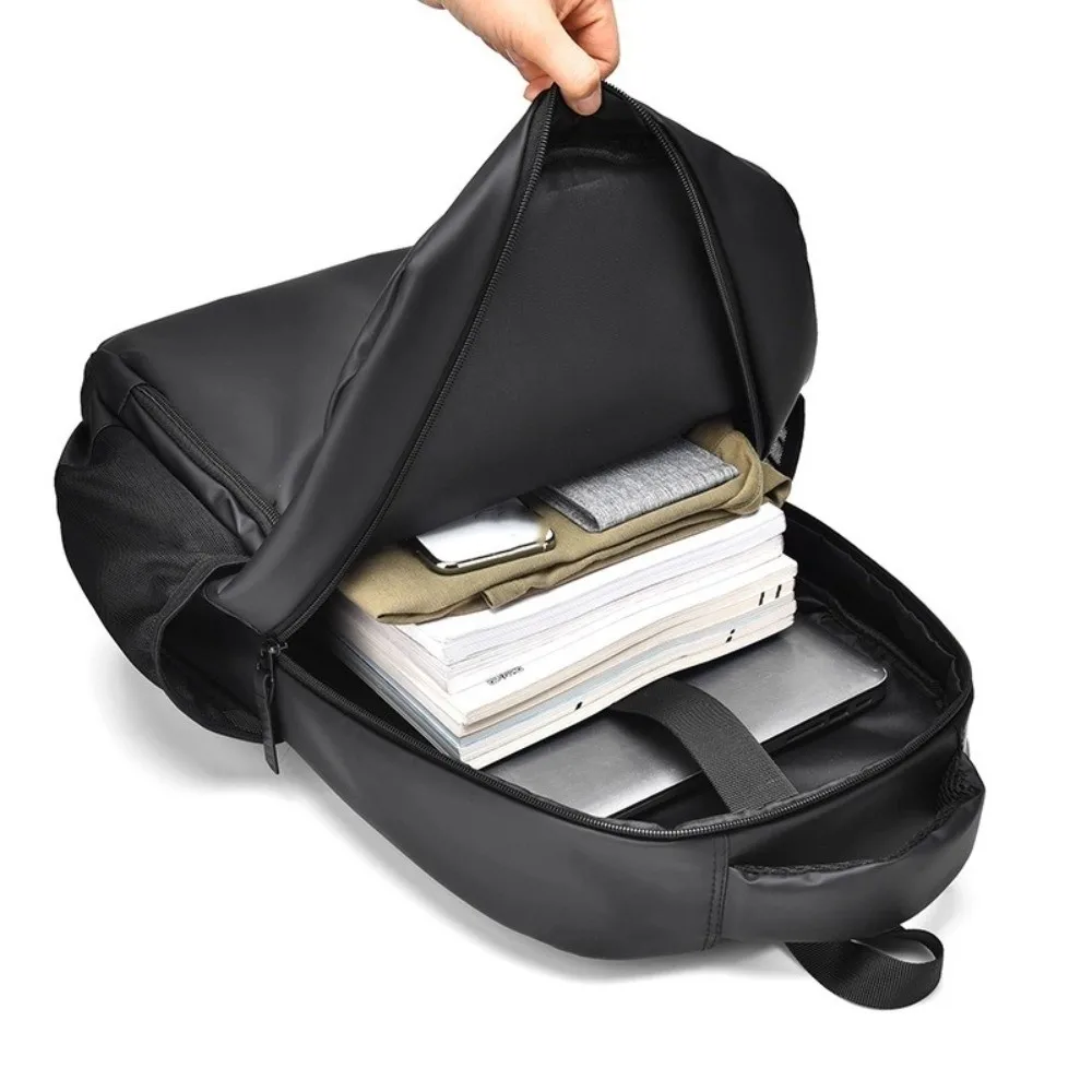 Fashionable Waterproof Backpack Solid Color Polyester Student Backpack Portable Curved Shoulder Strap Laptop Bag Daily Use