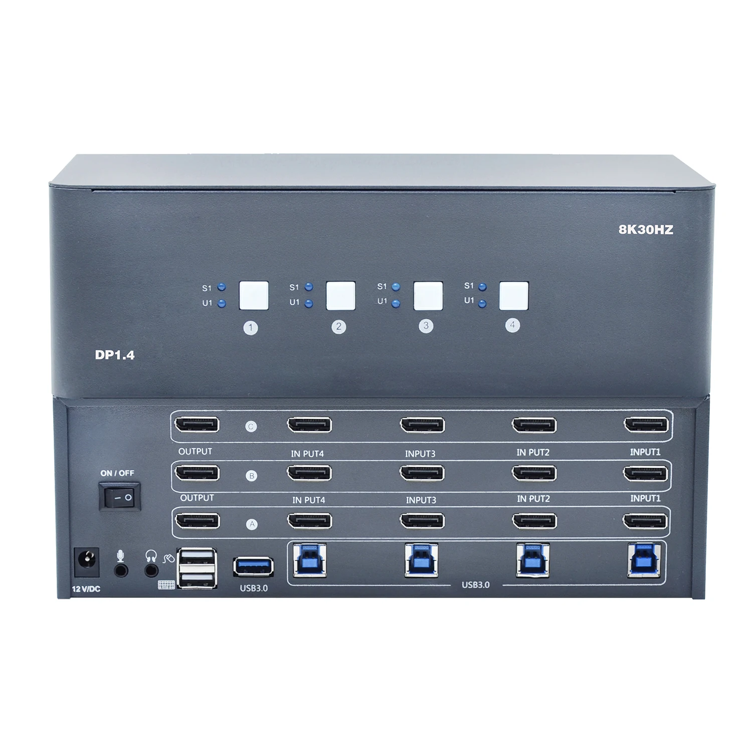 Interruptor de 4 puertos 8K Triple Monitor DP1.4 KVM