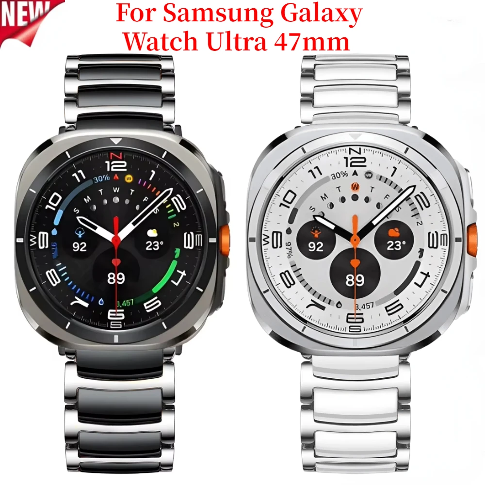 

Ceramic Metal Strap For Samsung Galaxy Watch Ultra 47mm Luxury Stainless Steel Wristband for Galaxy Watch 8-7 Ultra Accessories