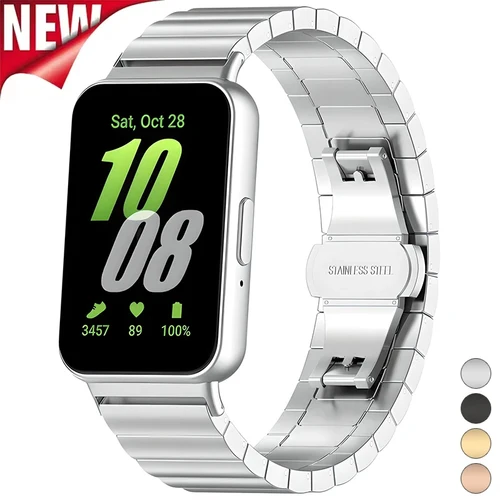 Imagen 1 del producto Correa de acero inoxidable para Samsung Galaxy Fit 3, repuesto de correa de Metal para Galaxy Watch Fit3, accesorios de pulsera