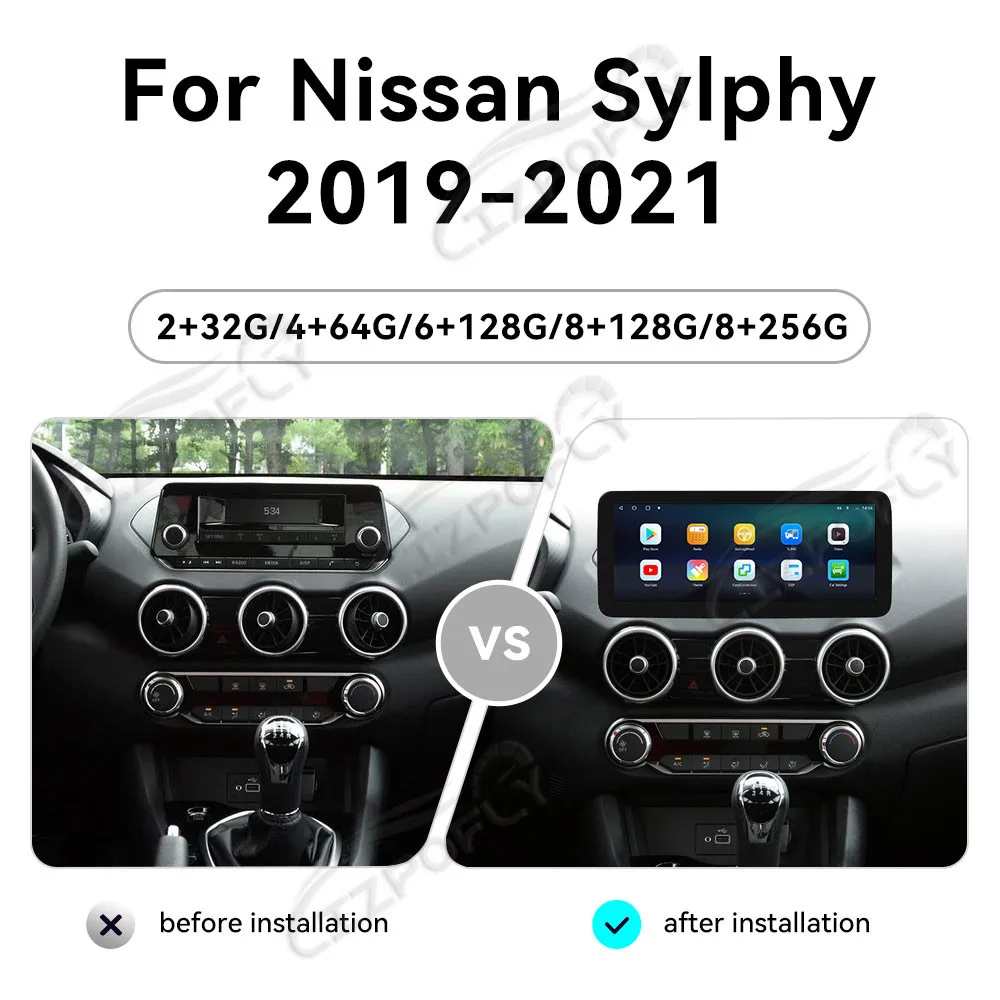 12.3 Inch Android 14 HD screen For Nissan Sylphy 2019-2021 Car Radio GPS Navigation Multimedia Player Stereo Head Unit Audio