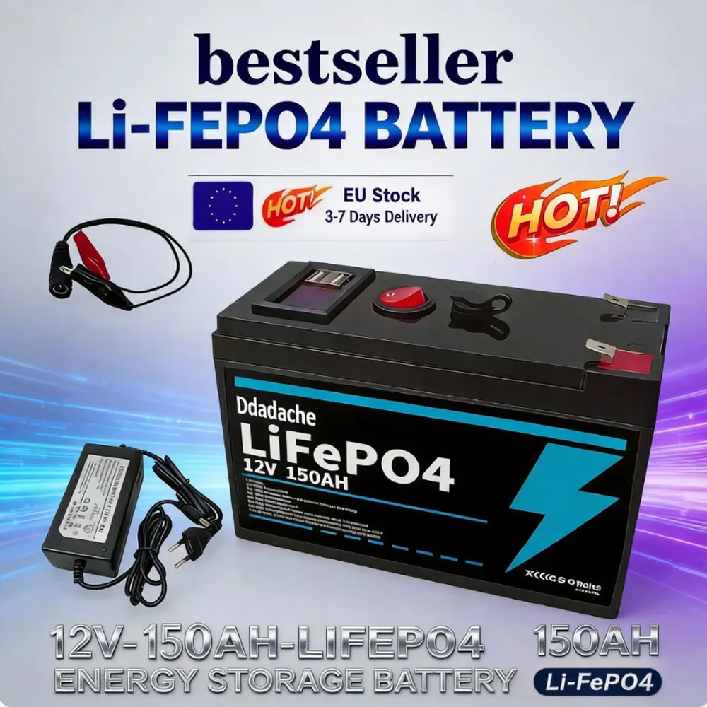 Image of LiFePO4 12V 150Ah Lithium-Batterie, für USV, Kajak-Fischfinder, Solarpanel, Elektroautos, Roller, Wohnmobil, Boot