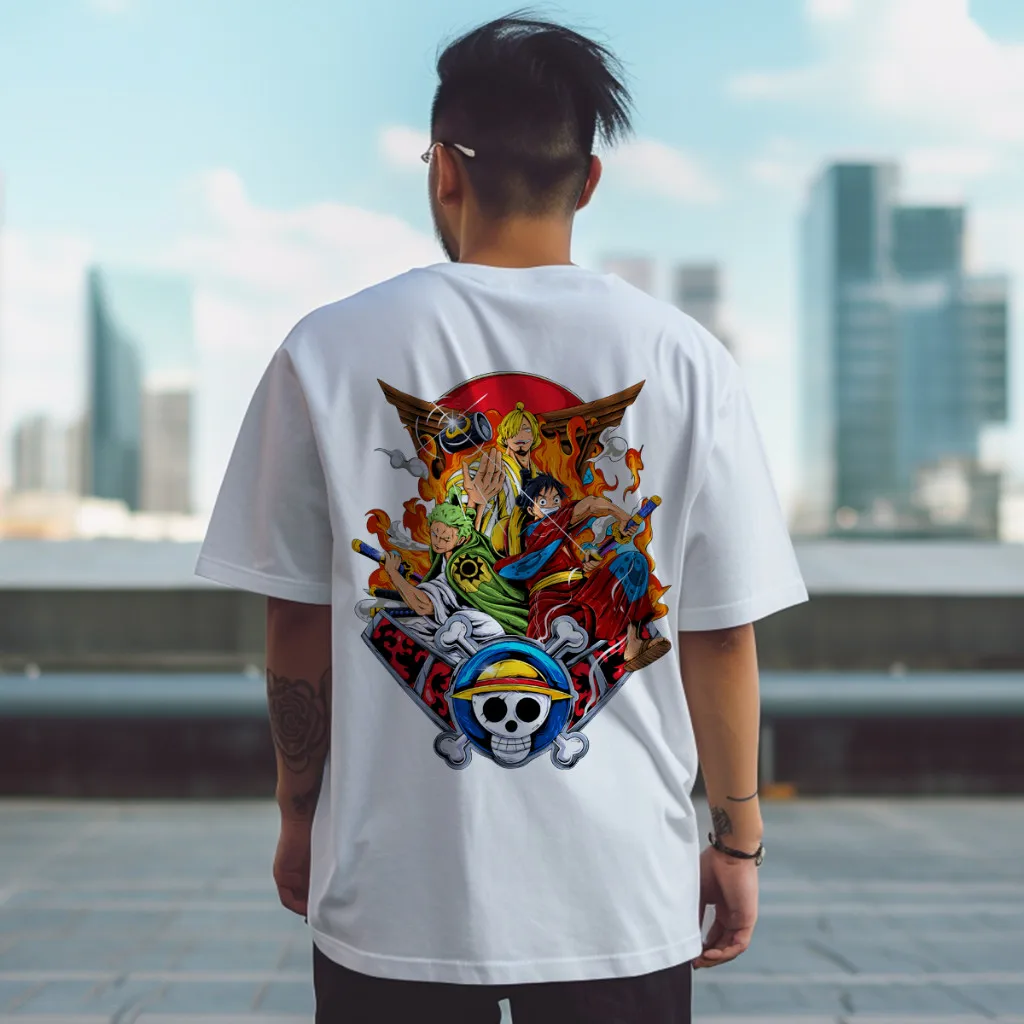 Kaos Anime One Piece Permainan Nika Luffy Zoro Topi Jerami Sanji Kaos Katun Kasual Kaos Pria Kaos Oversize Pria COD
