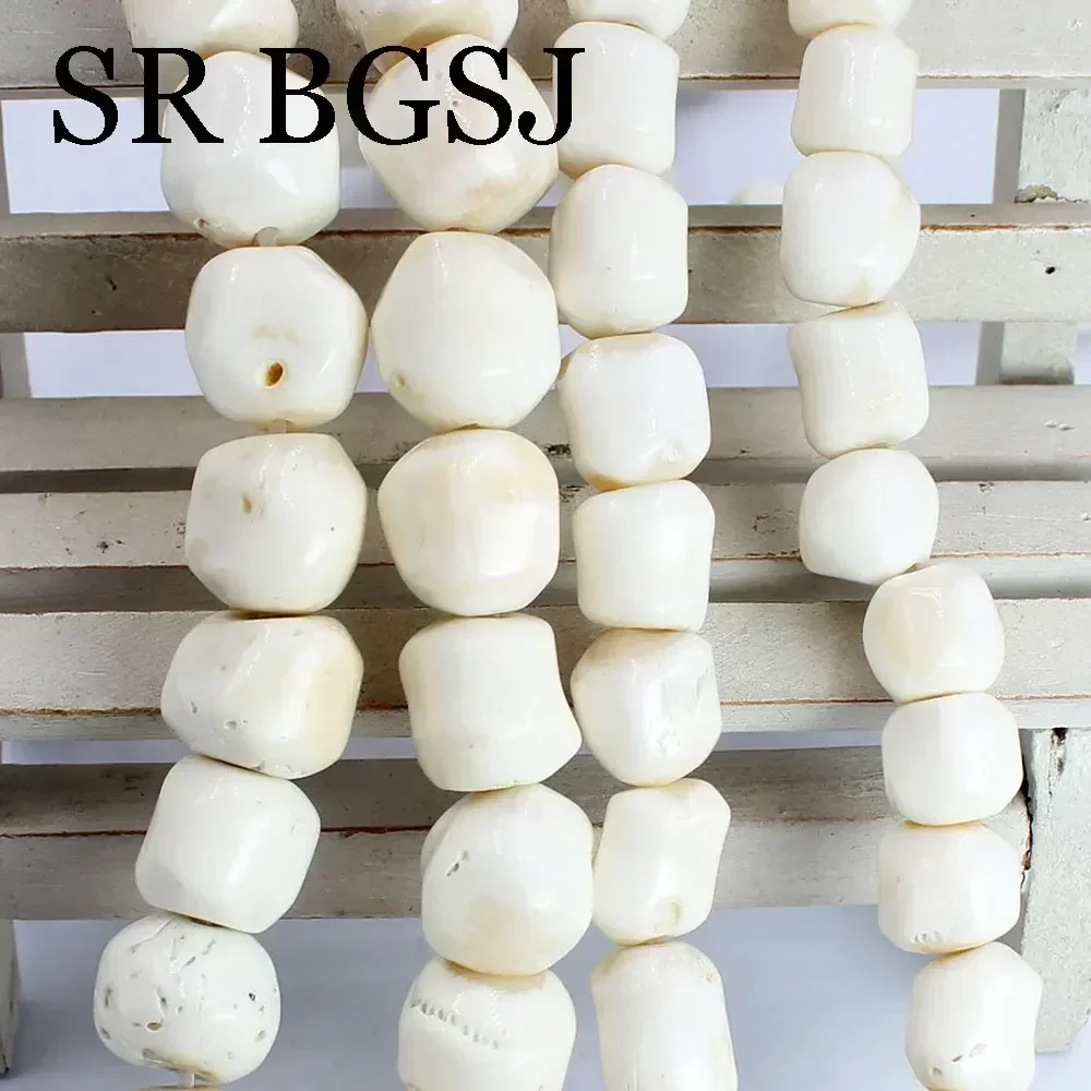 9-12mm Wholesale Real Irregular Column White Natural Sea Bamboo Coral Jewelry Making Beads Strand 15\