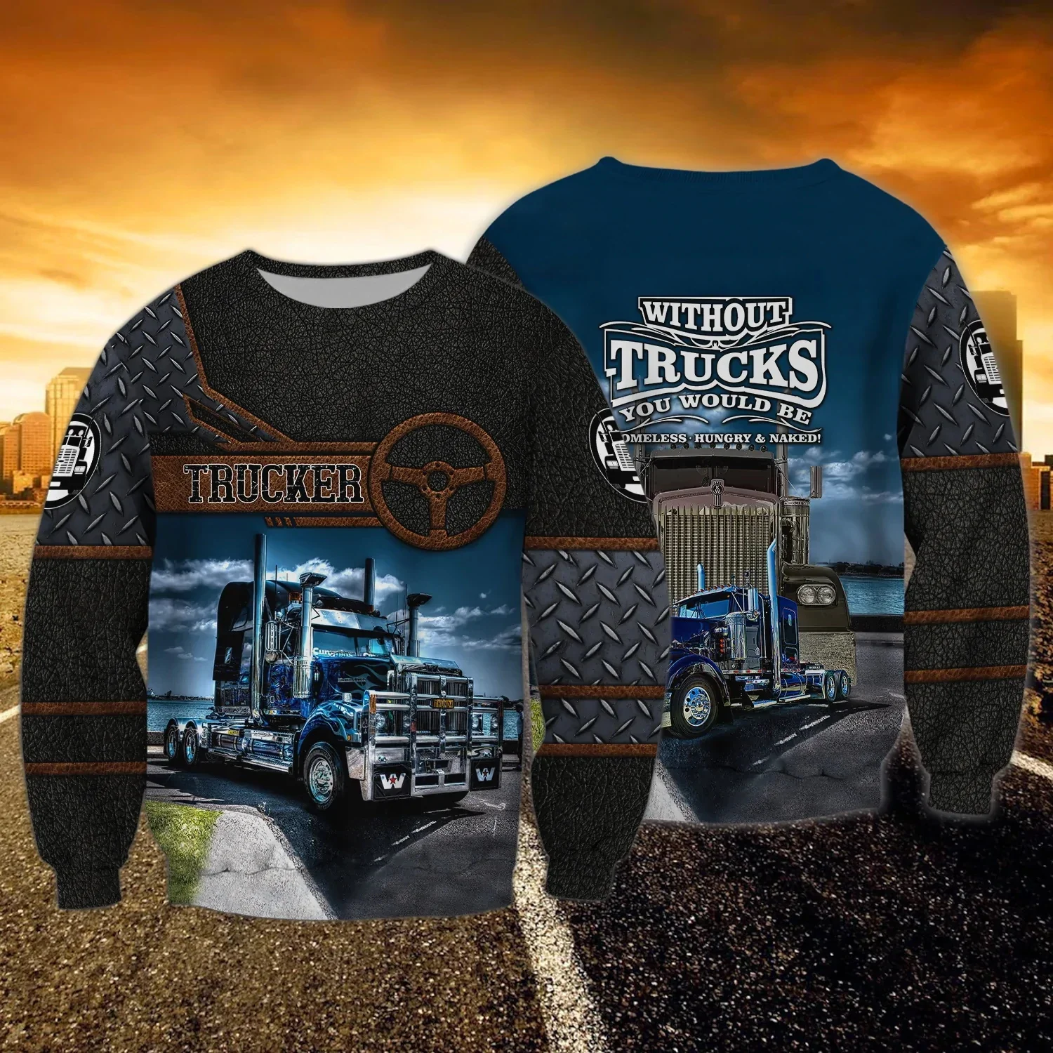 PLstar Cosmos Love Truck Driver 3D completamente estampado Sudadera con capucha para hombre Sudadera unisex Regalos para conductores de camiones Sudaderas con cremallera informales DK526