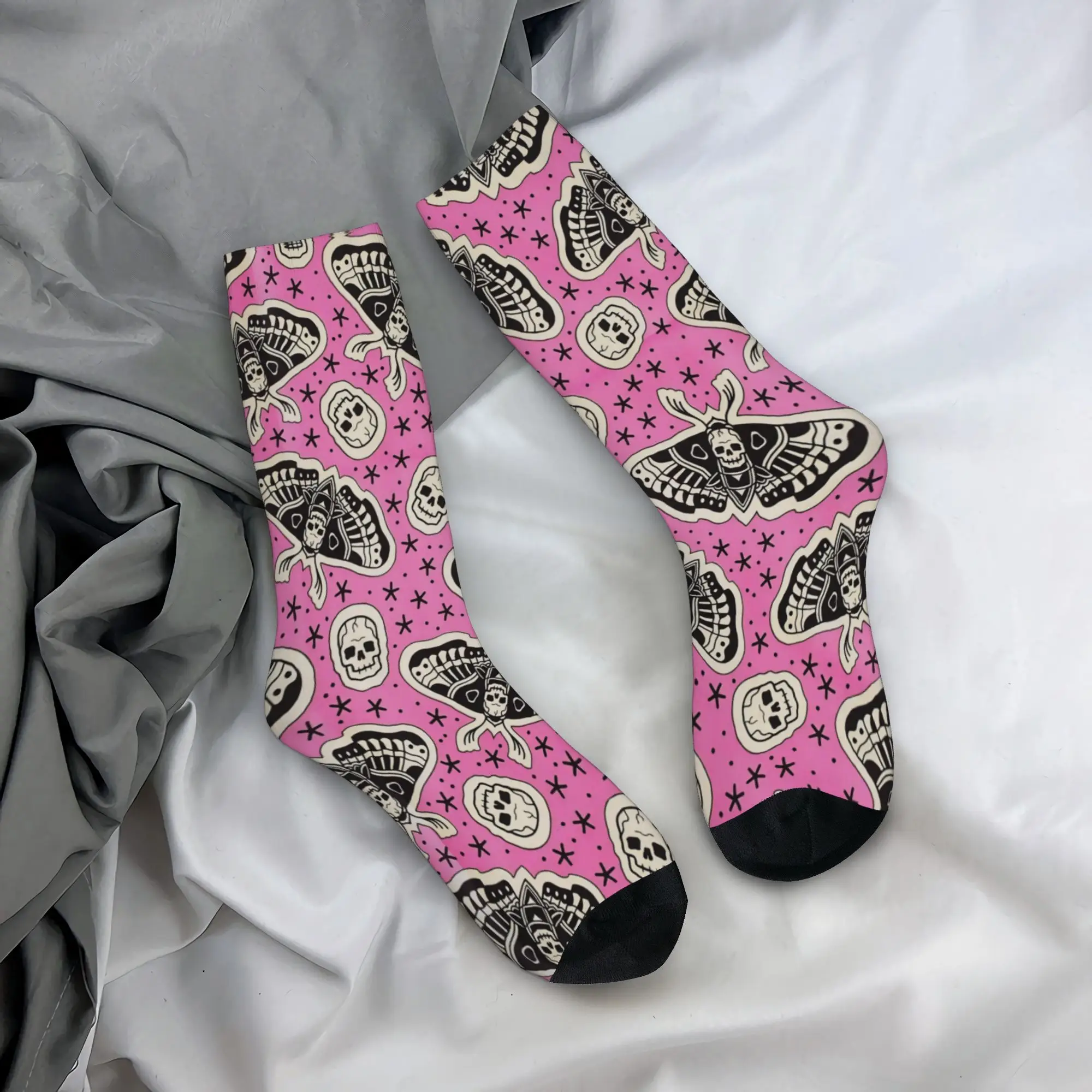 Halloween Gothic Socks Men's Women's Polyester Casual Mystical Moth Tarot Socks Spring Summer Autumn Winter Middle Tube Socks