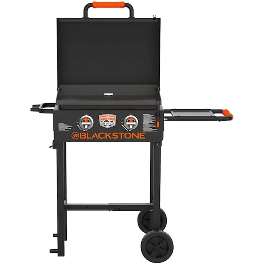 

22 inch On The Go Griddle Cart with Hood and Grill Stand, Outdoor Griddle Flat Top Grill, Propane Portable Gas Grill