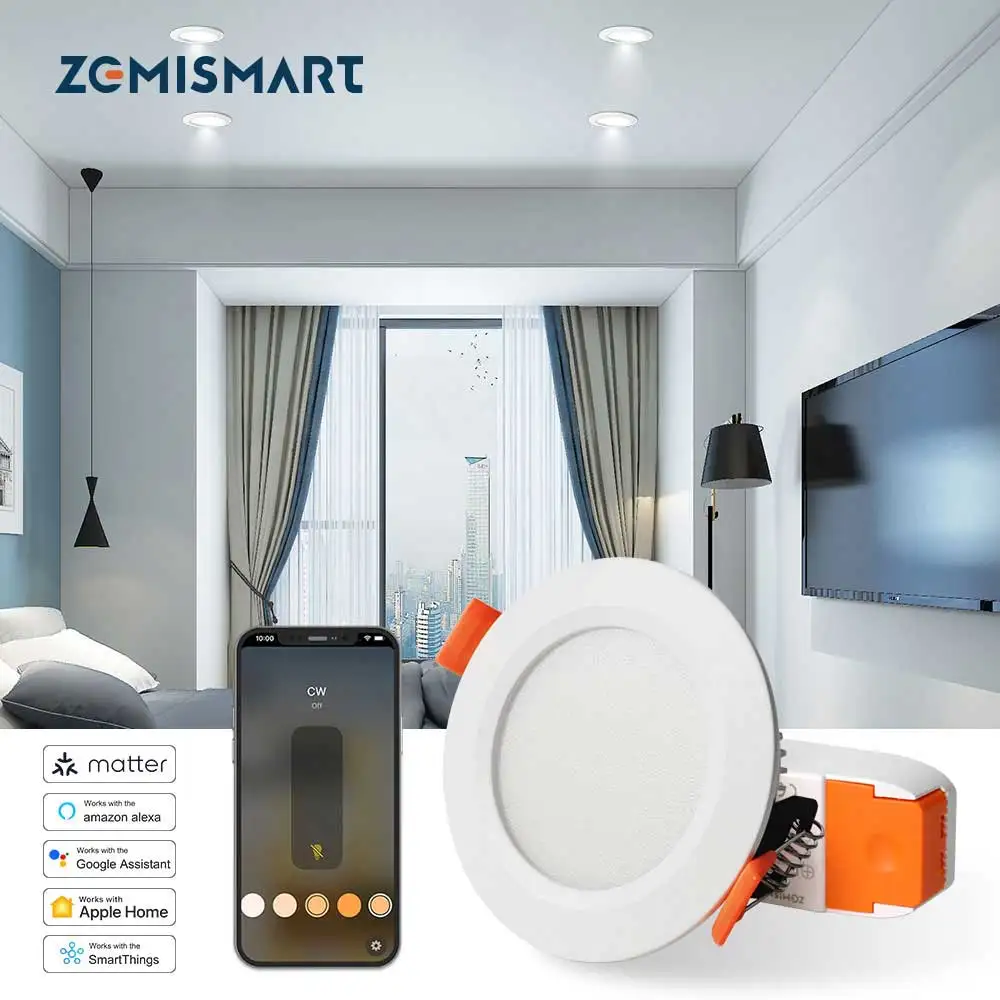 

Matter Over WiFi 15 Вт Светодиодный потолочный светильник CCT CW Потолочный светильник с регулируемой яркостью Matter Light Homekit Alexa Google Home SmartThings Управление приложением