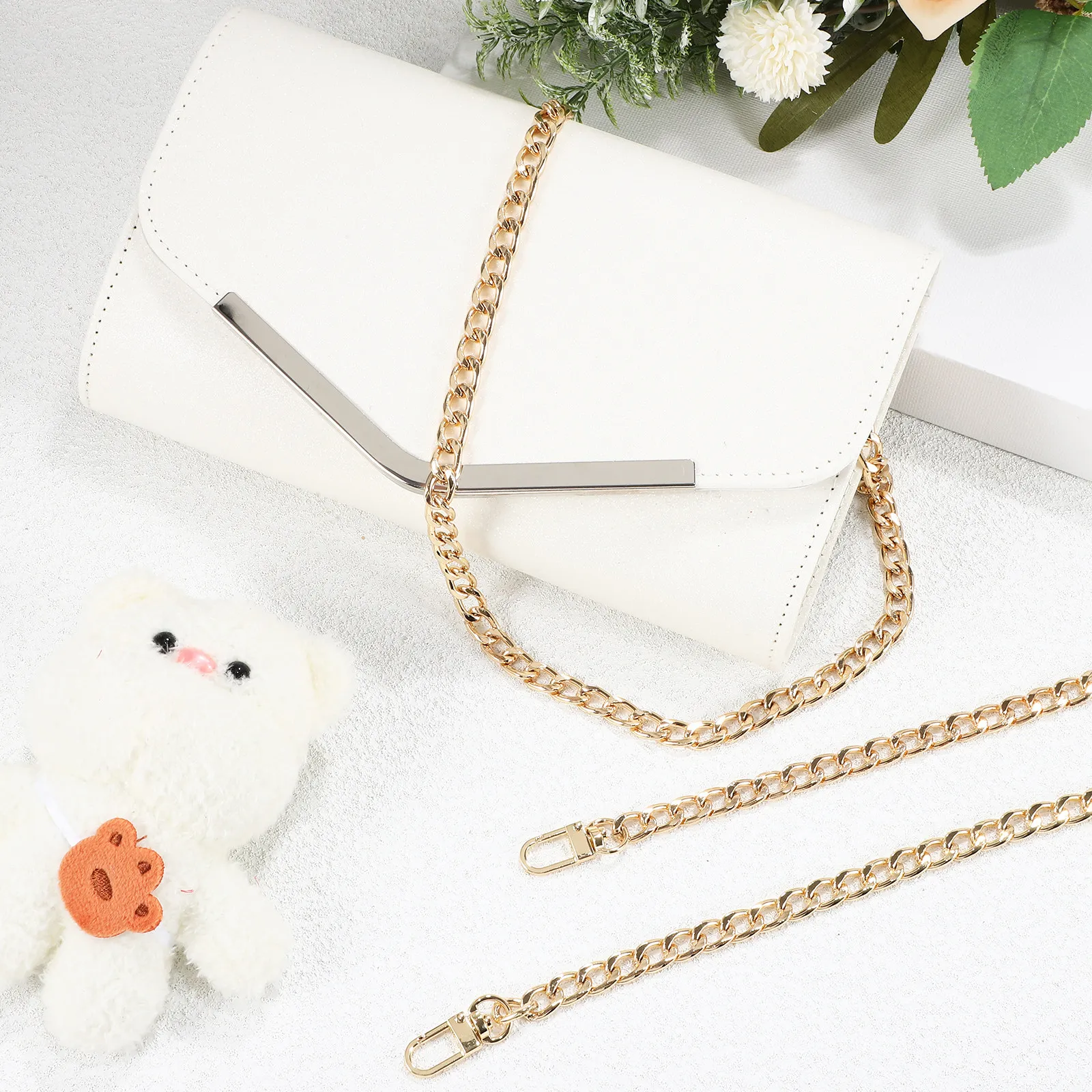 

2Pcs Purse Metal Chain Straps Gold Long Crossbody Bag Extender Strap Purse Accessories Bag Chain Crossbody Strap