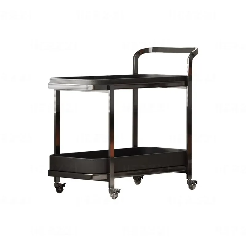 Stainless steel dining car family sofa moveable side several minimalist trolley small tea car double titanium gray