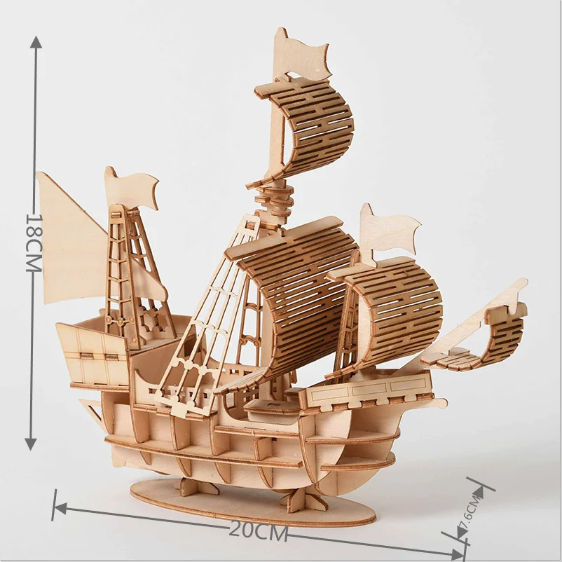 3D DIY Classic Boat Puzzles Toys Assembly Build Blocks Wood Craft Kits for Kid & Adults Handmade Jiagsaw Models Decor Ship Gift