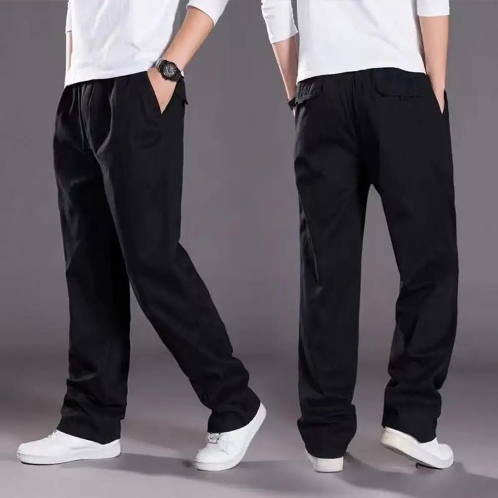 Spring Autumn Thin Men's Casual Pants Work Pants Large Size Loose Men's Long Cargo Pants Elastic Waist Lightweight