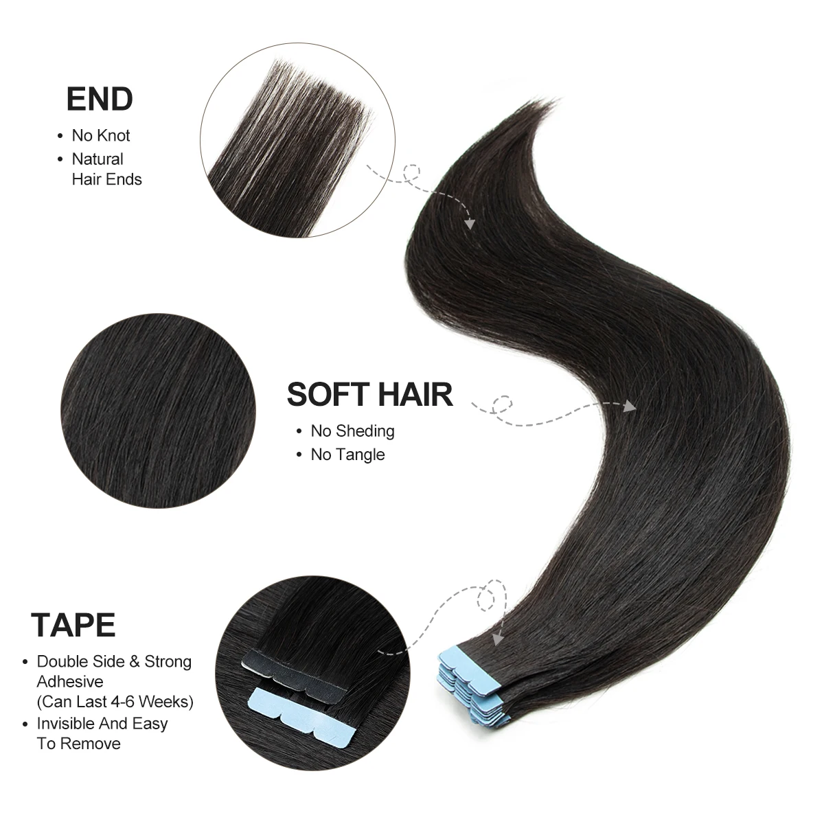 เทปต่อผมแบบมินิ ผมแท้ ขนาด 3x0.8 ซม. แบบเทปขนาดเล็ก 360 °   มูฟเมนท์ ฟอร์ แอดด์ ไซด์ แฮร์ วอลลุ่ม เพียง 10 ชิ้น