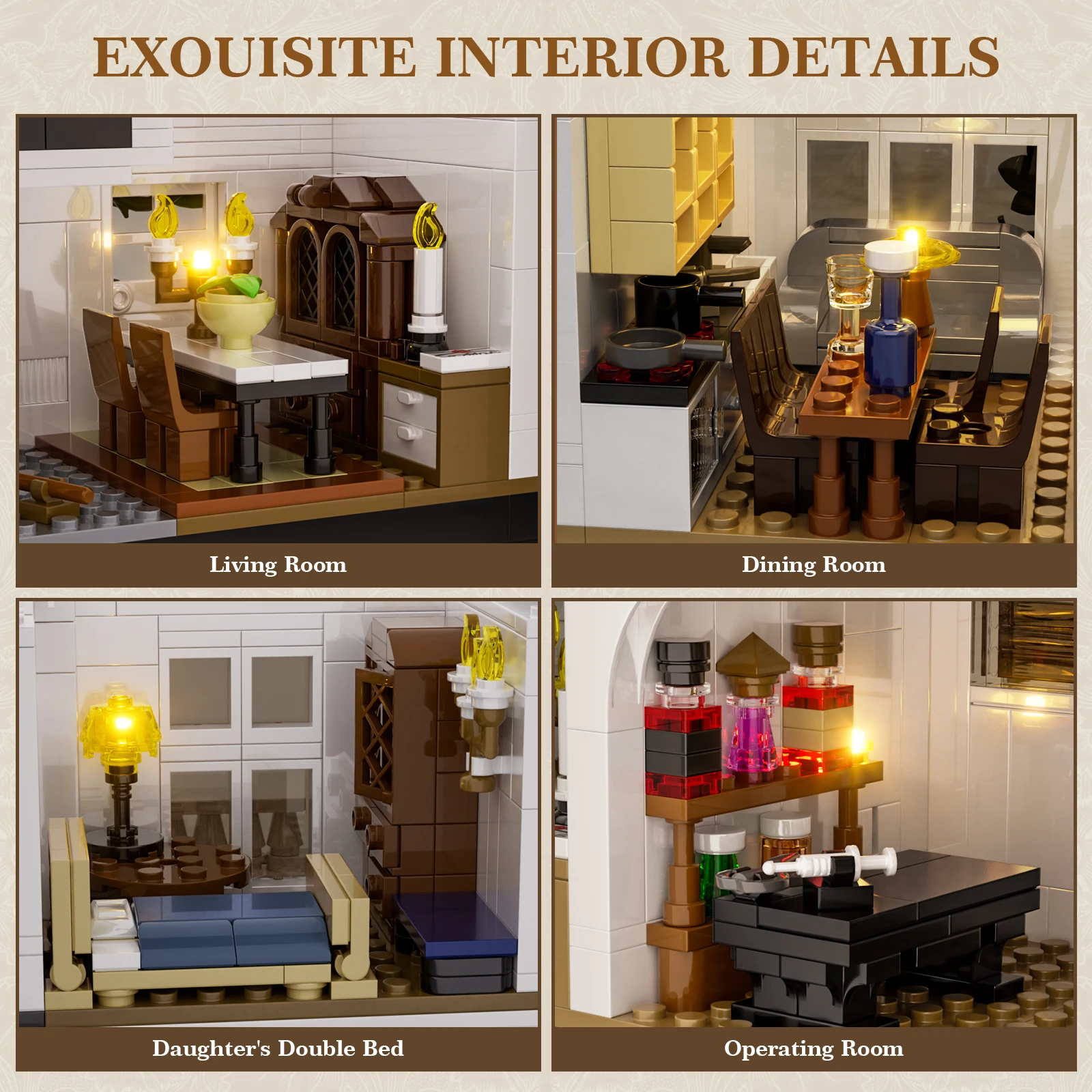 Magic House Owens Home Bausteine Set Mittelalterliche Architektur Vintage Cottage Sammlung Ziegel Spielzeug Geschenke Fans Erwachsene