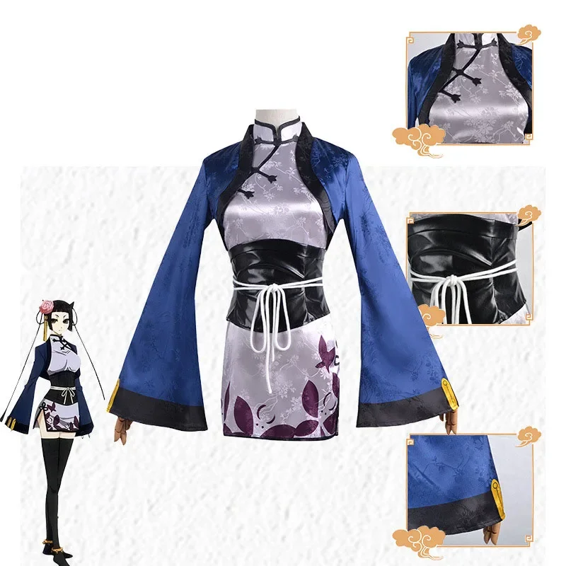 Fantasia de Cosplay Anime para Homens e Mulheres, Mordomo Preto, Ran Mao, Xale, Meias, Cocar, Tornozeleira, Adulto, Sexy, Kawaii, Estilo Chinês, Terno Cheongsam