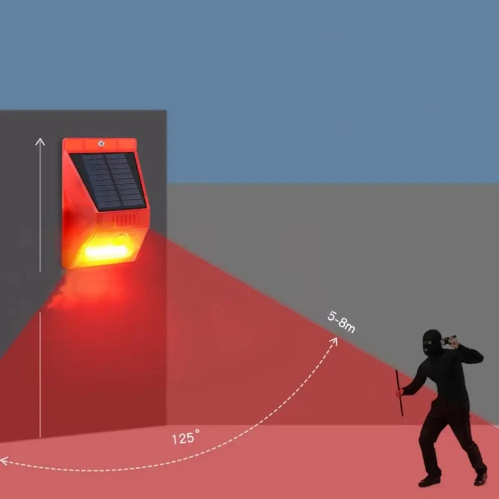 إنذار للطاقة الشمسية مقاوم للماء، مصابيح شمسية متعددة الوظائف قابلة لإعادة الشحن، رادع للحيوانات، إنذار شحن بالطاقة الشمسية، حماية للحديقة #2
