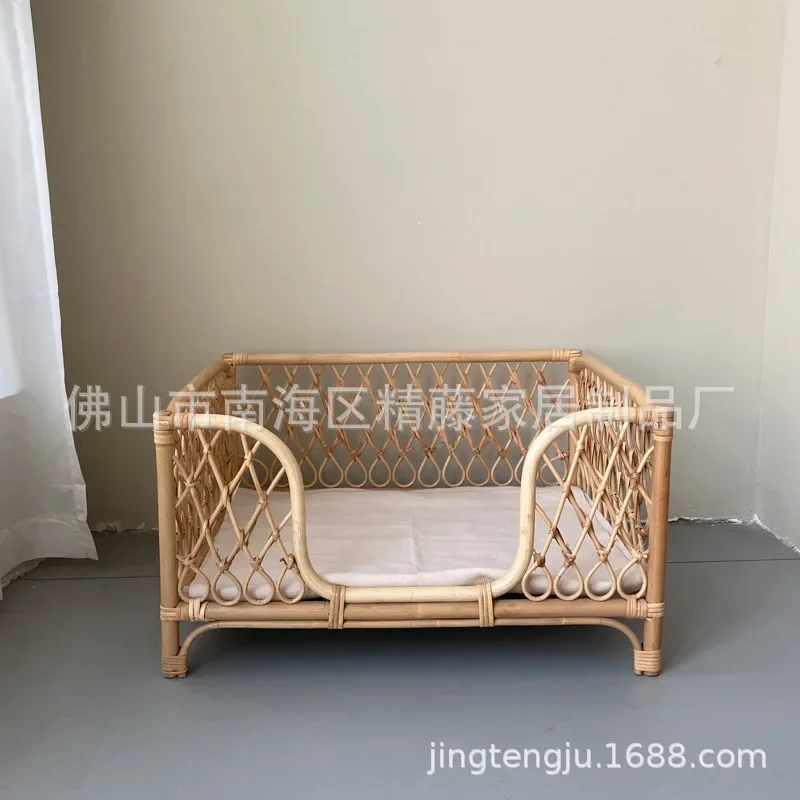 

Jingjiu ins Korean real vine woven teddy kennel small bed cat kennel pet basket rattan pet bed