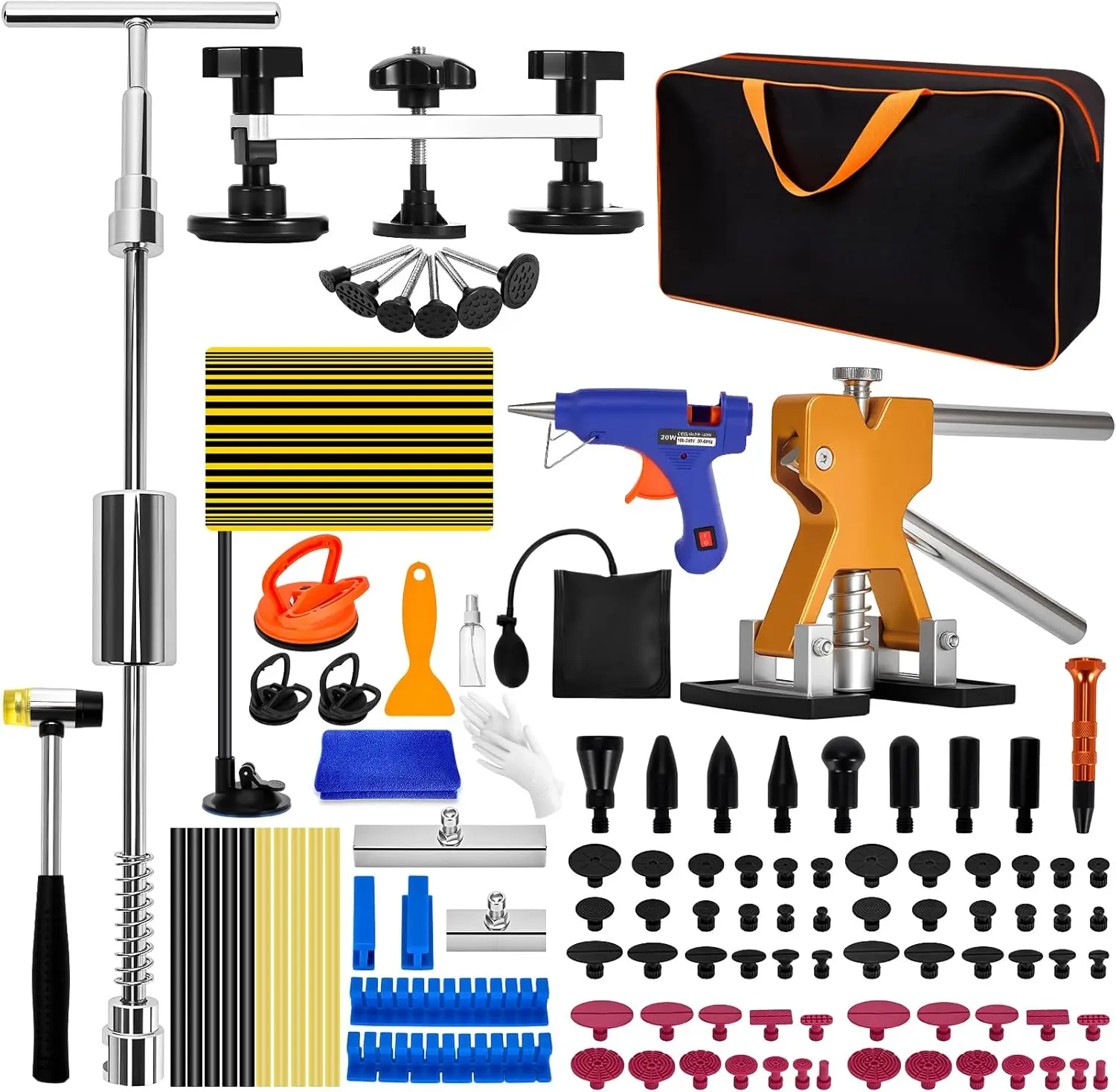 

Комплект съемников вмятин автомобиля, 120 шт. инструментов для ремонта с подъемником, Т-образной планкой, съемник моста для вмятин на двери автомобиля и холодильника